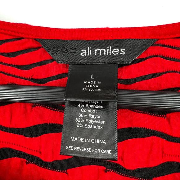 Ali Miles Size Large Red Wearable Art Long Sleeve Abstract Blouse Shirt Top Cozy - Picture 2 of 10